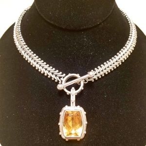Stephen Dweck Silver Necklace with Large Citrine